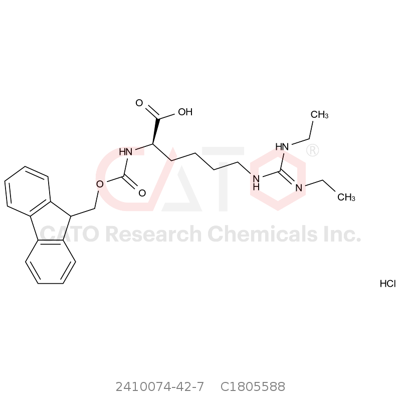 CAS No.:2410074-42-7,(R)-2-((((9H-芴-9-基)甲氧基)羰基)氨基)-6-((双(乙基氨基)亚甲基)氨基)己酸盐酸盐