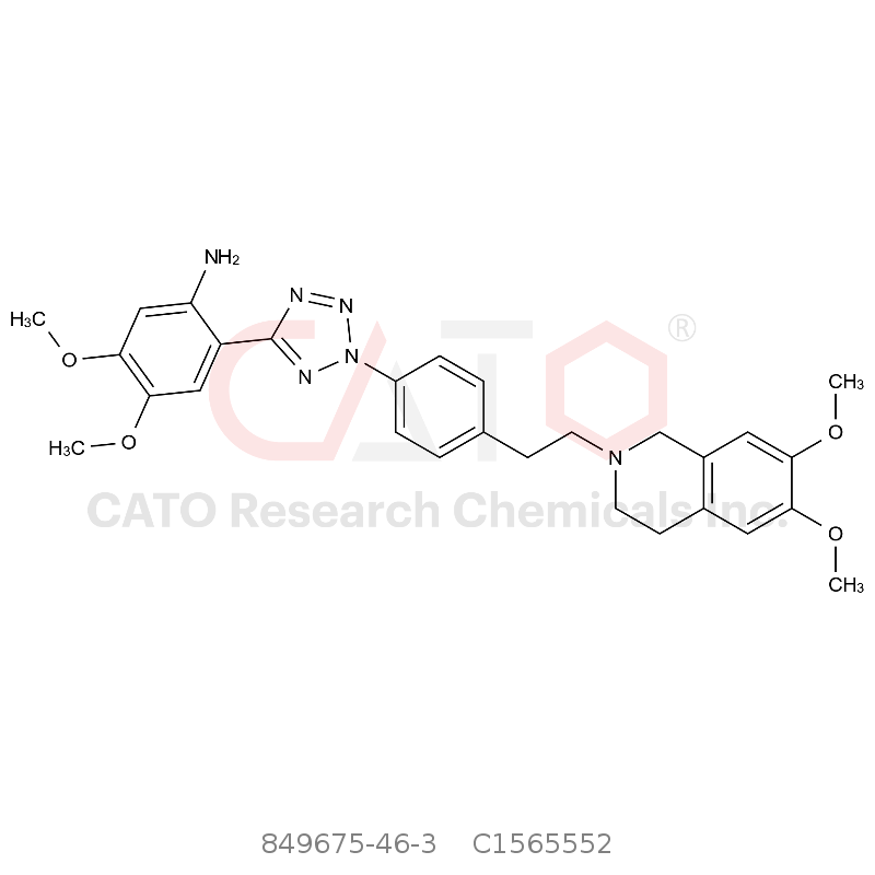 CAS No.:849675-46-3,2-(2-(4-(2-(6,7-二甲氧基-3,4-二氢异喹啉-2(1H)-基)乙基)苯基)-2H-四唑-5-基)-4,5-二甲氧基苯胺
