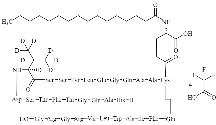 利拉鲁肽-d8 4三氟乙酸盐 CAS 204656-20-2 (non-labelled, free base) 结构式