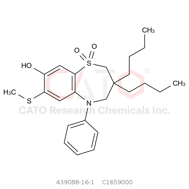 CAS No.:439088-16-1,3,3-二丁基-8-羟基-7-（甲硫基）-5-苯基-2,3,4-5-四氢苯并[b][1,4]噻嗪-1,1-二氧化物