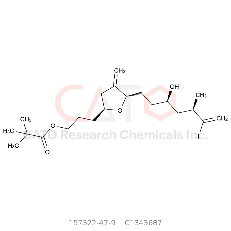 CAS No.:157322-47-9,3-((2S,5S)-5-((3R,5R)-3-羟基-6-碘-5-甲基庚-6-烯-1-基)-4-亚甲基四氢呋喃-2-基)丙基 新戊酸酯