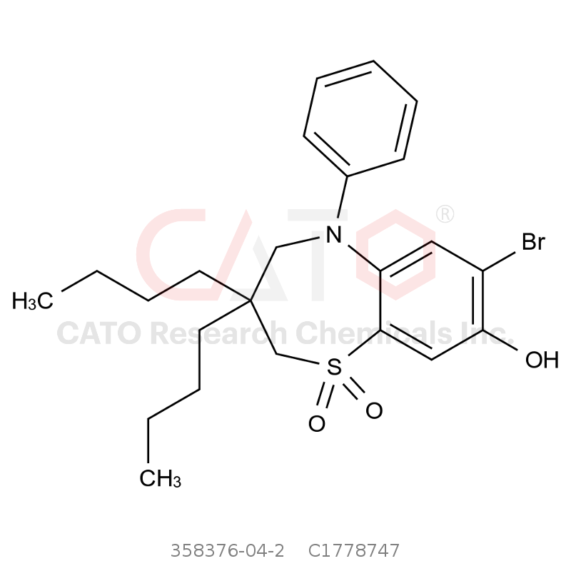 CAS No.:358376-04-2,7-溴-3,3-二丁基-8-羟基-5-苯基-2,3,4-5-四氢苯并[b][1,4]噻嗪-1,1-二氧化物