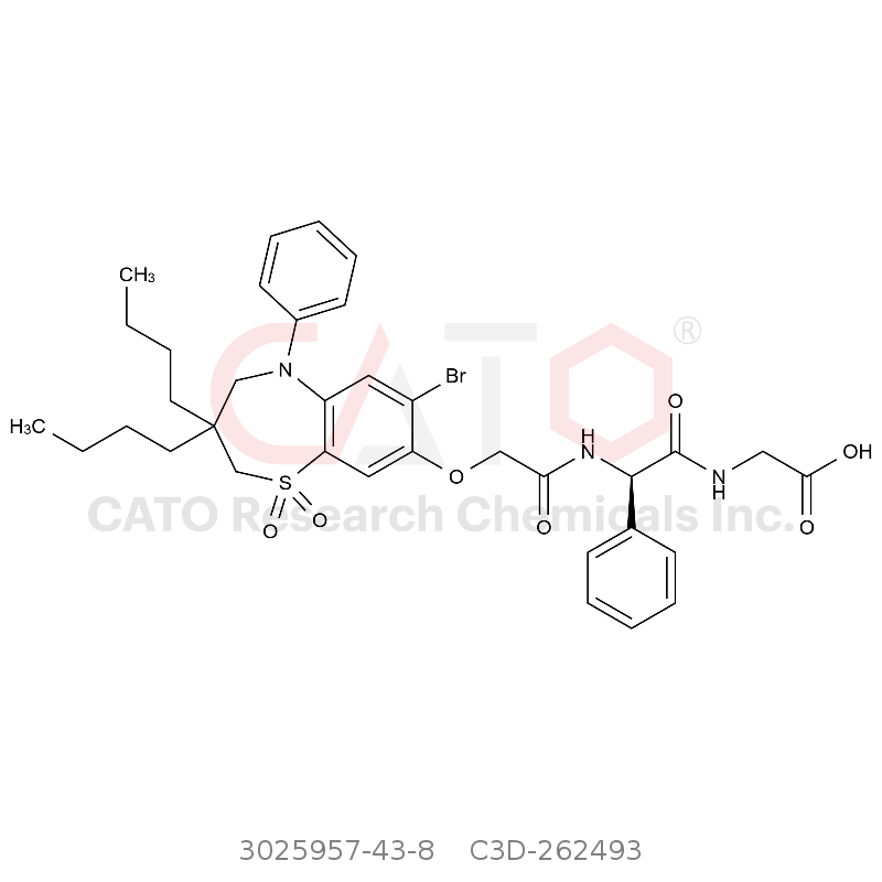 CAS No.:3025957-43-8,（R） -（2-（（7-溴-3,3-二丁基-1,1-二氧化物-5-苯基-2,3,4-5-四氢苯并[b][1,4]硫氮杂环庚烷-8-基）氧）乙酰氨基）-2-苯乙酰基）甘氨酸