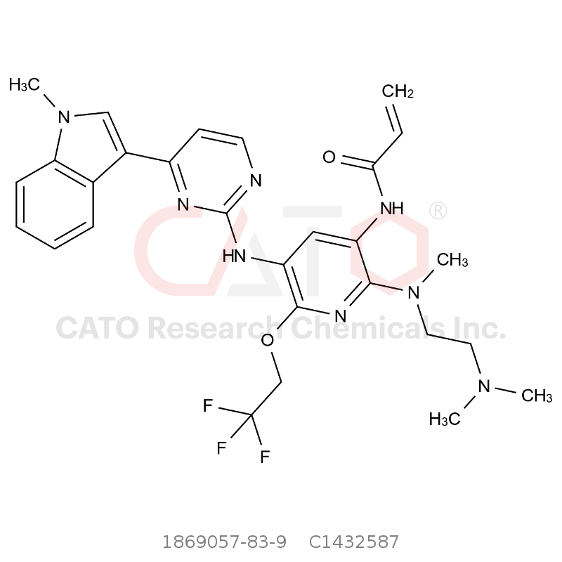 CAS No.:1869057-83-9,N-(2-((2-(二甲基氨基)乙基)(甲基)氨基)-5-((4-(1-甲基-1H-吲哚-3-基)嘧啶-2-基)氨基)-6-(2,2,2-三氟乙氧基)吡啶-3-基)丙烯酰胺