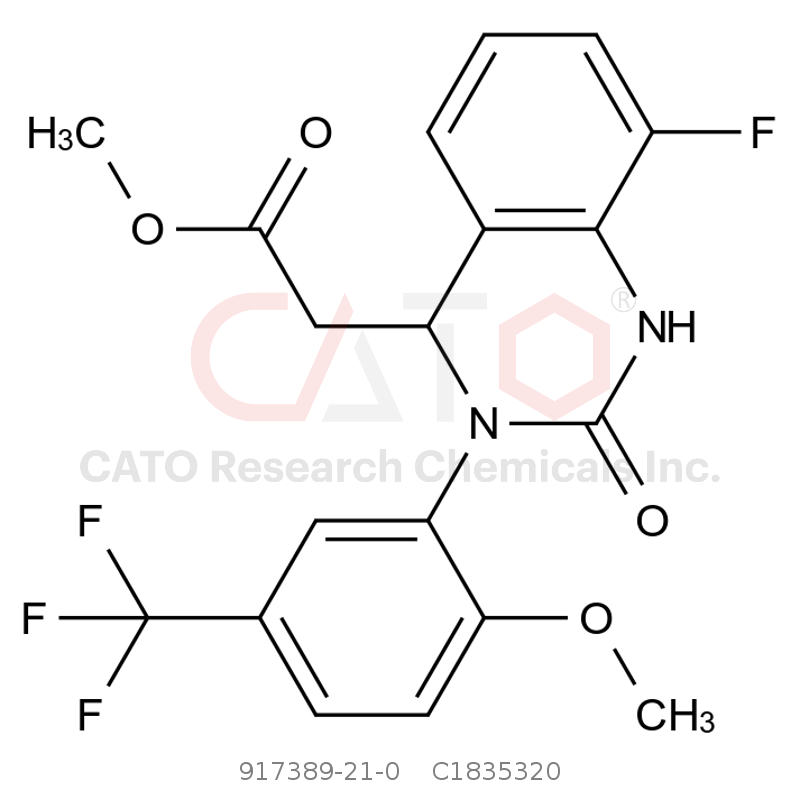 CAS No.:917389-21-0,2-(8-fluoro-3-(2-methoxy-5-(trifluoromethyl)phenyl)-2-oxo-1,2,3,4-tetrahydroquinazolin-4-yl) acetic acid methyl ester