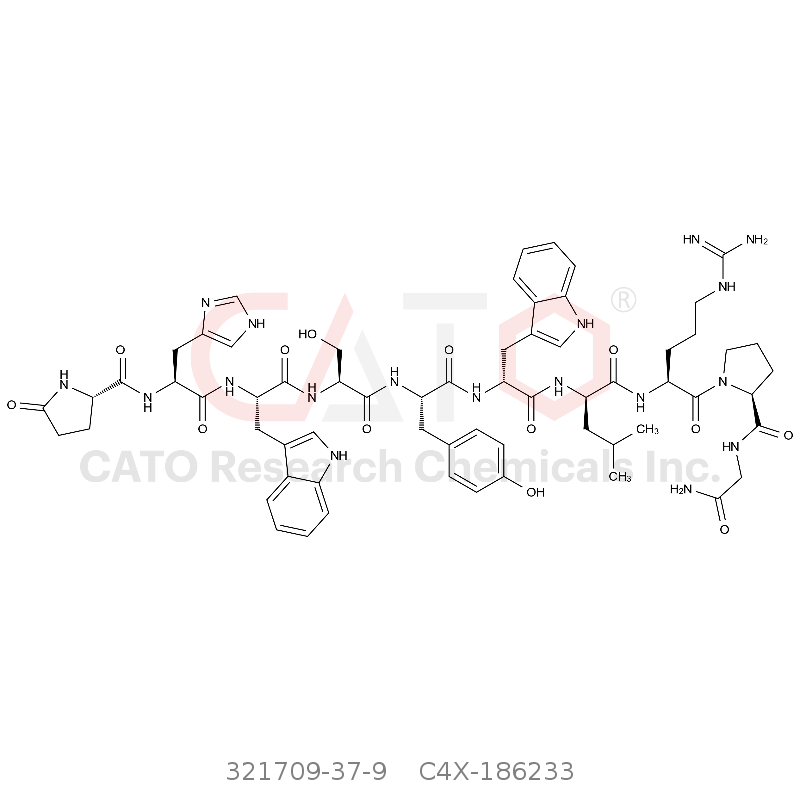 CAS No.:321709-37-9,pGlu-His-L-Trp-Ser-Tyr-D-Trp-D-Leu-Arg-Pro-Gly-NH2