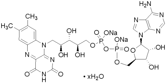 黄素腺嘌呤二核苷酸二钠盐 ·x水合物 Flavin Adenine Dinucleotide Disodium Salt ·xHydrate CAS 84366-81-4 结构式 Chemical Structure