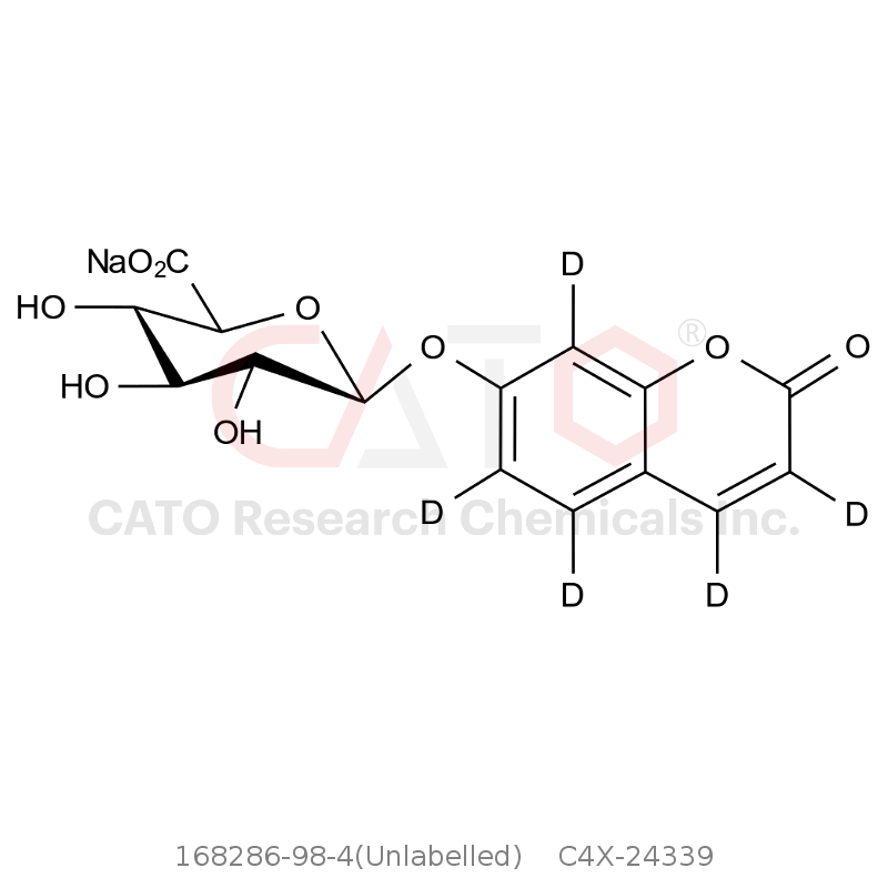 CAS No.:168286-98-4(Unlabelled),7-Hydroxy Coumarin-d5 β-D-Glucuronide Sodium Salt