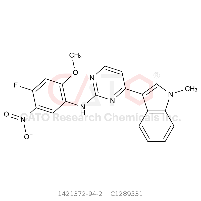 CAS No.:1421372-94-2,N-(4-Fluoro-2-methoxy-5-nitrophenyl)-4-(1-methyl-1H-indol-3-yl)pyrimidin-2-amine