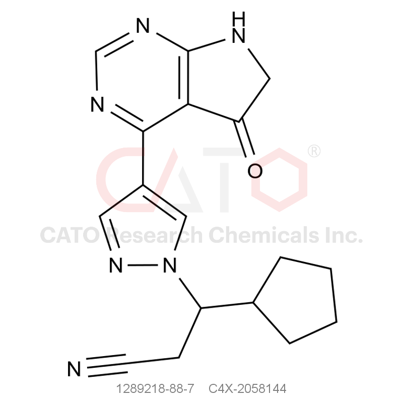 CAS No.:1289218-88-7,3-Cyclopentyl-3-(4-(5-oxo-6,7-dihydro-5H-pyrrolo[2,3-d]pyrimidin-4-yl)-1H-pyrazol-1-yl)propanenitrile