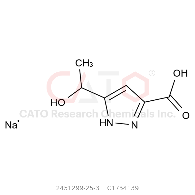 CAS No.:2451299-25-3,5-(1-Hydroxyethyl)-1H-pyrazole-3-carboxylic acid, sodium salt
