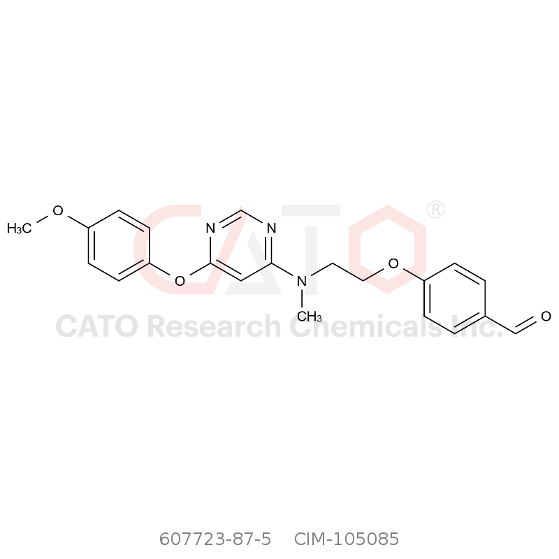 CAS No.:607723-87-5,4-(2-((6-(4-methoxyphenoxy)pyrimidin-4-yl)(methyl)amino)ethoxy)benzaldehyde