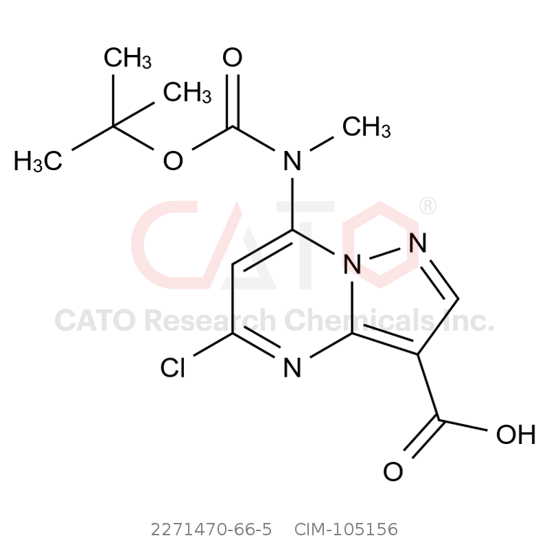 CAS No.:2271470-66-5,7-((Tert-butoxycarbonyl)(methyl)amino)-5-chloropyrazolo[1,5-a]pyrimidine-3-carboxylic acid