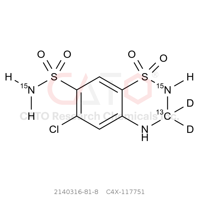CAS No.:2140316-81-8,Hydrochlorothiazide-15N2-13C-d2
