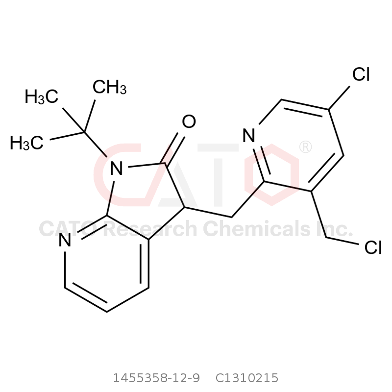 CAS No.:1455358-12-9,1-(Tert-butyl)-3-((5-chloro-3-(chloromethyl)pyridin-2-yl)methyl)-1,3-dihydro-2H-pyrrolo[2,3-b]pyridin-2-one