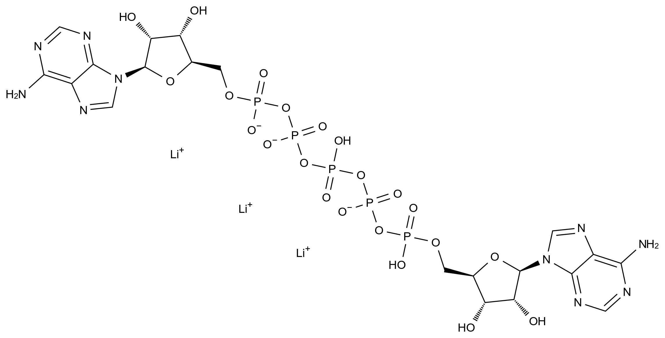 P1,P5-二(腺苷-5')五磷酸三锂盐 P1, P5- di (adenosine-5 ') triphosphate lithium salt CAS 75522-97-3 结构式 Chemical Structure