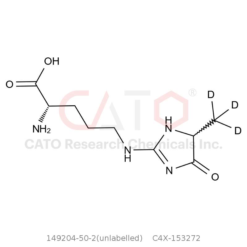CAS No.:149204-50-2(unlabelled),(2S)-2-amino-5-((5-methyl-4-oxo-4,5-dihydro-1H-imidazol-2-yl)amino)pentanoic acid-d3