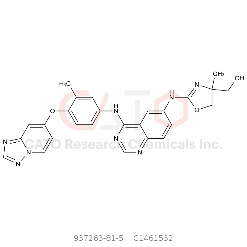 CAS No.:937263-81-5,(2-((4-((4-([1,2,4]Triazolo[1,5-a]pyridin-7-yloxy)-3-methylphenyl)amino)quinazolin-6-yl)amino)-4-methyl-4,5-dihydrooxazol-4-yl)methanol