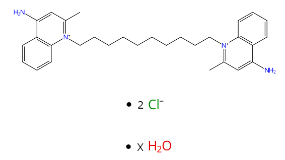 脱氧喹啉 2*氯化物 x*水合物 Dequalinium 2*Chloride x*Hydrate CAS 1255077-34-9 结构式 Chemical Structure