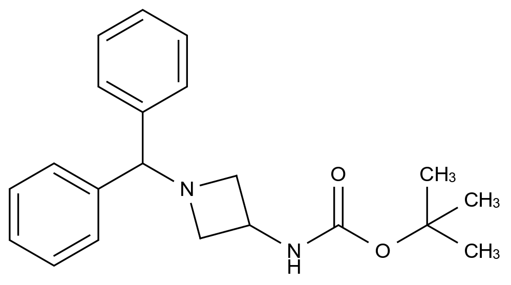 (1-二苯甲基氮杂环丁烷-3-基)氨基甲酸叔丁酯 tert-Butyl (1-benzhydrylazetidin-3-yl)carbamate CAS 91189-18-3 结构式 Chemical Structure