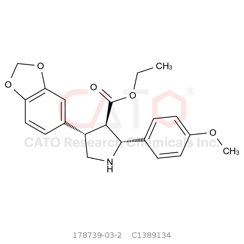 CAS No.:178739-03-2,乙基(2R,3R,4S)-4-(苯并[d][1,3]二氧戊环-5-基)-2-(4-甲氧基苯基)吡咯烷-3-甲酸酯