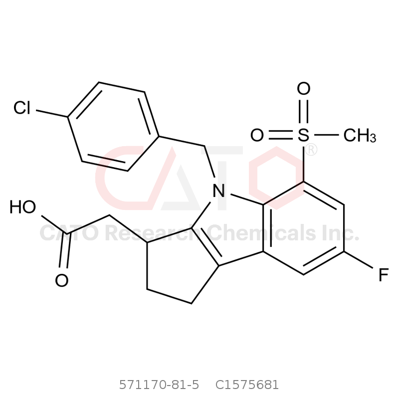 CAS No.:571170-81-5,2-(4-(4-Chlorobenzyl)-7-fluoro-5-(methylsulfonyl)-1,2,3,4-tetrahydrocyclopenta[b]indol-3-yl)acetic Acid