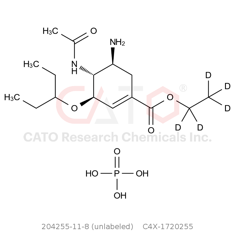 CAS No.:204255-11-8 (unlabeled),Oseltamivir-d5 Phosphate