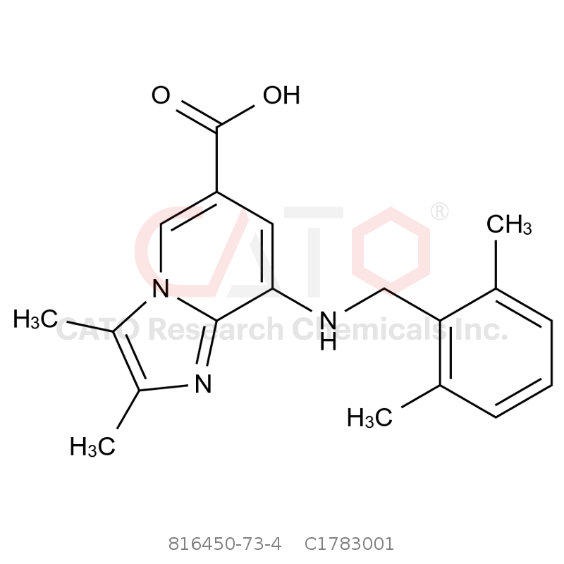 CAS No.:816450-73-4,8-((2,6-Dimethylbenzyl)amino)-2,3-dimethylimidazo[1,2-a]pyridine-6-carboxylic acid