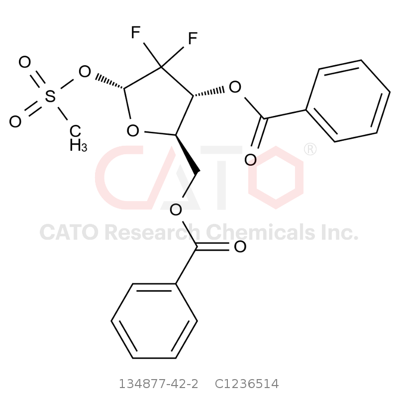 CAS No.:134877-42-2,((2R,3R,5R)-3-(Benzoyloxy)-4,4-difluoro-5-((methylsulfonyl)oxy)tetrahydrofuran-2-yl)methyl benzoate