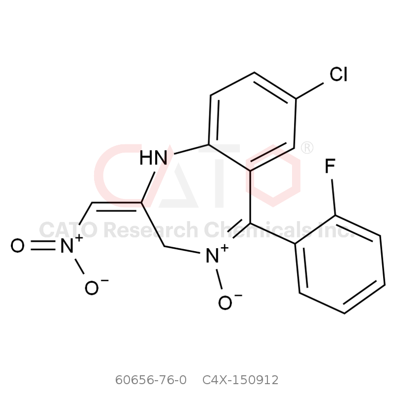 CAS No.:60656-76-0,（E）-7-氯-5-（2-氟苯基）-2-（亚硝基）-2,3-二氢-1H-苯并[E][1,4]二氮杂卓4-氧化物