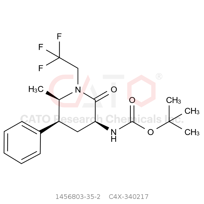 CAS No.:1456803-35-2,tert-Butyl ((3S,5S,6R)-6-methyl-2-oxo-5-phenyl-1-(2,2,2-trifluoroethyl)piperidin-3-yl)carbamate
