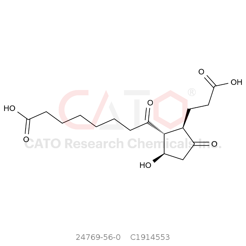CAS No.:24769-56-0,11alpha-hydroxy-2,3,4,5-tetranor-9,15-dioxoprostan-1,20-dioic acid
11alpha-hydroxy-9,15-dioxo-2,3,4,5,20-pentanor-19-carboxyprostanoic acid
24769-56-0
8-[(1R,2R,5R)-2-(2-carboxyethyl)-5-hydroxy-3-oxocyclopentyl]-6-oxooctanoic acid
CHEBI:73965
Hdopnp
PGE-M
PGE-Mum
PGE2-UM
PGE2UM
PGEM
Tetranor-PGEM
prostaglandin E-M
prostaglandin E2 urinary metabolite
prostaglandin E2-M
prostaglandin E2-Mum
prostaglandin E2-UM
tetranor-prostaglandin EM