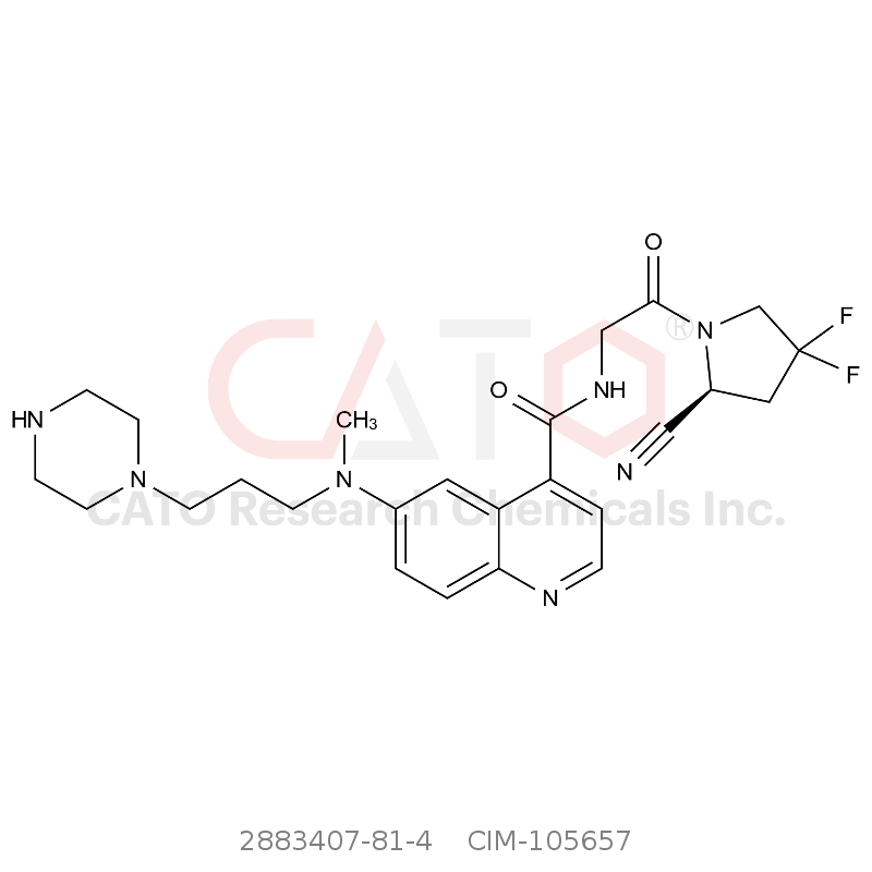 CAS No.:2883407-81-4,(S)-N-(2-(2-氰基-4,4-二氟吡咯烷-1-基)-2-氧代乙基)-6-(甲基(3-(哌嗪-1-基)丙基)氨基)喹啉-4-甲酰胺