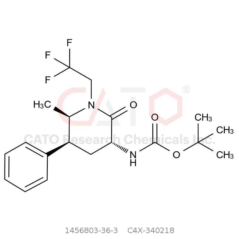 CAS No.:1456803-36-3,tert-Butyl ((3R,5S,6R)-6-methyl-2-oxo-5-phenyl-1-(2,2,2-trifluoroethyl)piperidin-3-yl)carbamate