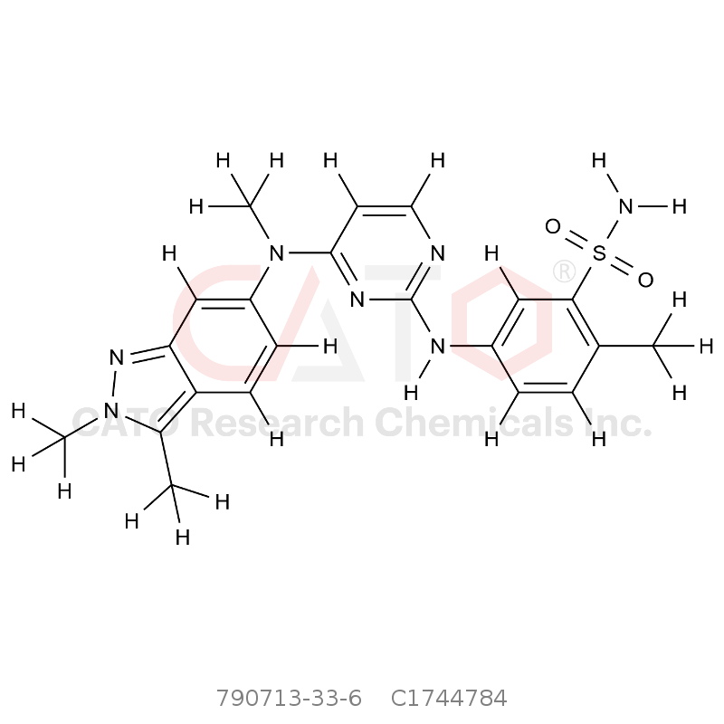 CAS No.:790713-33-6,5-[4-[(2,3-Dimethyl-2H-indazol-6-yl)-methyl-amino]-pyrimidin-2-ylamino]-2-methyl-benzenesulfonamide