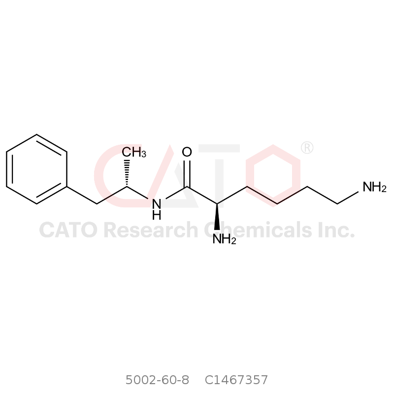 CAS No.:5002-60-8,(2R)-2,6-Diamino-N-[(1S)-1-methyl-2-phenylethyl]-hexanamide DISCONTINUED. Please see L468893