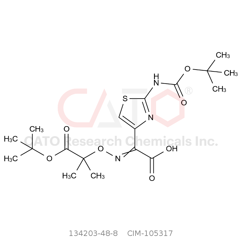 CAS No.:134203-48-8,2-(((1-(Tert-butoxy)-2-methyl-1-oxopropan-2-yl)oxy)imino)-2-(2-((tert-butoxycarbonyl)amino)thiazol-4-yl)acetic acid