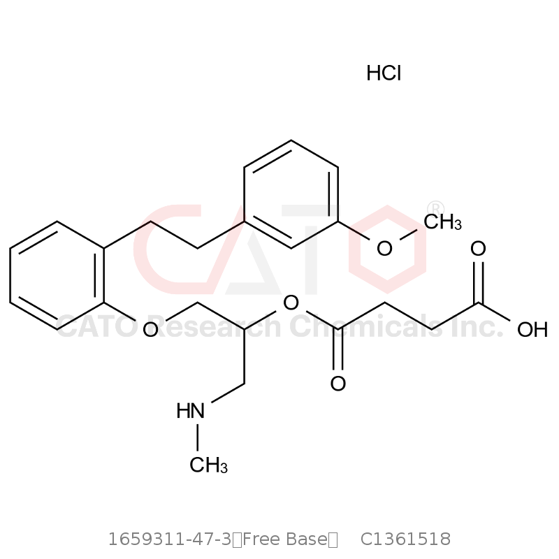 CAS No.:1659311-47-3（Free Base）,4-((1-(2-(3-methoxyphenethyl)phenoxy)-3-(methylamino)propan-2-yl)oxy)-4-oxobutanoic acid