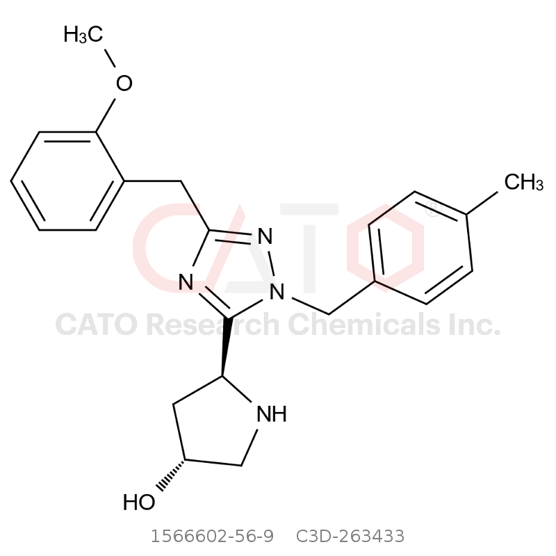 CAS No.:1566602-56-9,(3R,5S)-5-(3-(2-methoxybenzyl)-1-(4-methylbenzyl)-1H-1,2,4-triazol-5-yl)pyrrolidin-3-ol