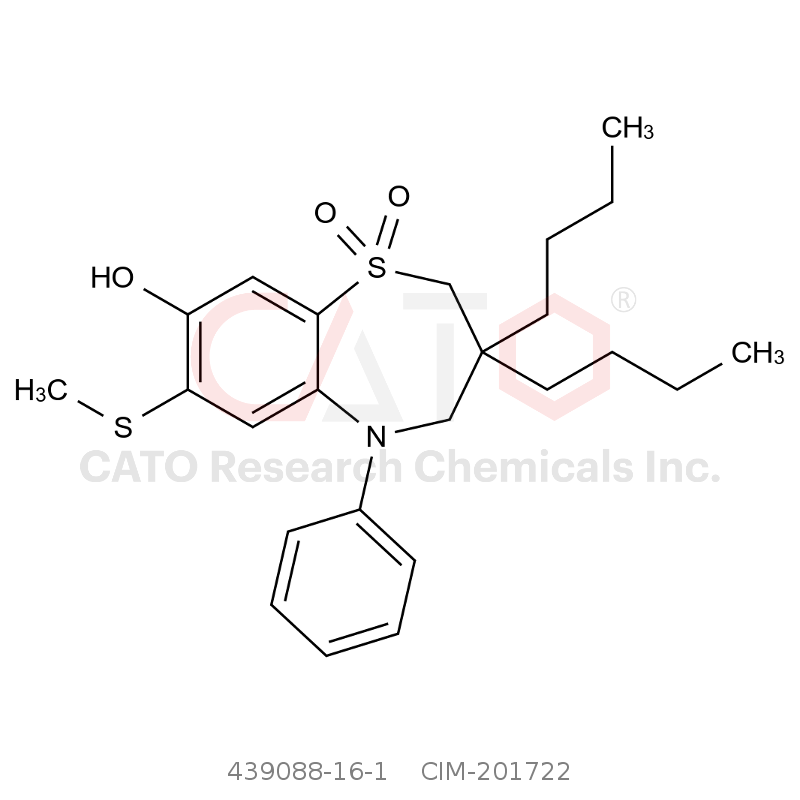 CAS No.:439088-16-1,3,3-Dibutyl-8-hydroxy-7-(methylthio)-5-phenyl-2,3,4,5-tetrahydrobenzo[b][1,4]thiazepine 1,1-dioxide