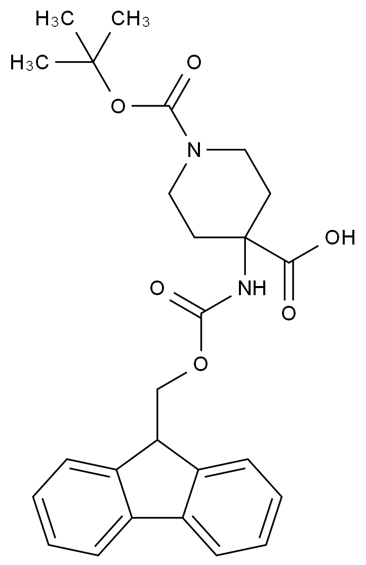 1-Boc-4-(Fmoc-amino)-piperidine-4-carboxylic酸 1-Boc-4-(Fmoc-amino)-piperidine-4-carboxylic acid CAS 183673-66-7 结构式 Chemical Structure