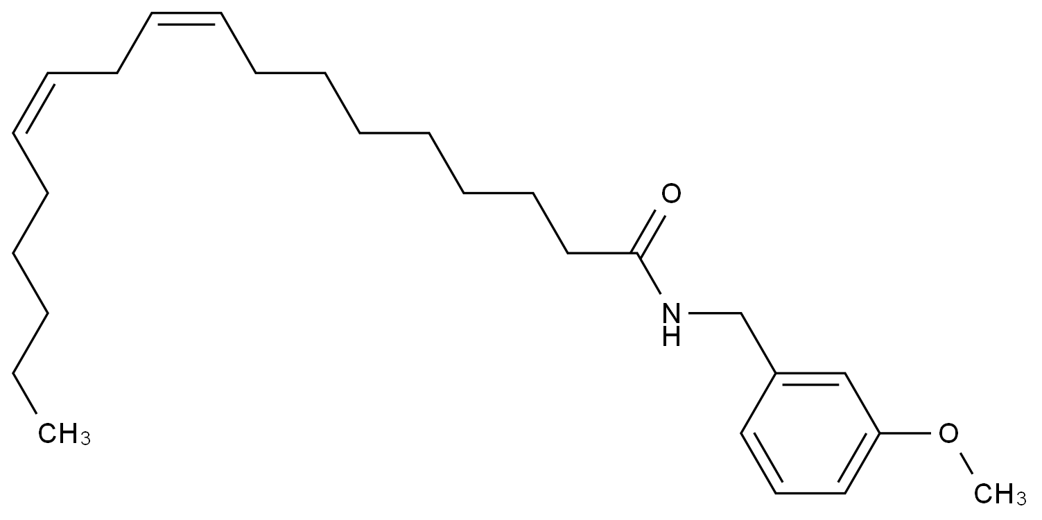 N-间氧基苄基-9顺，12顺-亚油酸酰胺 (9Z,12Z)-N-(3-Methoxybenzyl)octadeca-9,12-dienamide CAS 883715-22-8 结构式 Chemical Structure