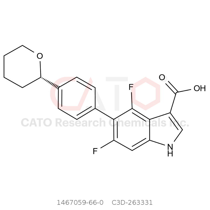 CAS No.:1467059-66-0,(S)-4,6-difluoro-5-(4-(tetrahydro-2H-pyran-2-yl)phenyl)-1H-indole-3-carboxylic acid