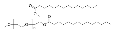 1,2-二肉豆蔻酰-RAC-甘油-3-甲氧基聚乙二醇2000 DMG-PEG 2000 CAS 160743-62-4 结构式 Chemical Structure