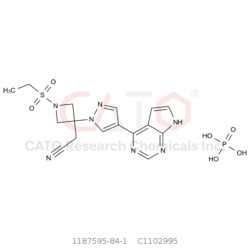CAS No.:1187595-84-1,[1-(乙基磺酰基)-3-[4-(7H-吡咯并[2,3-d]嘧啶-4-基)-1H-吡唑-1-基]氮杂环丁烷-3-基]乙腈磷酸盐