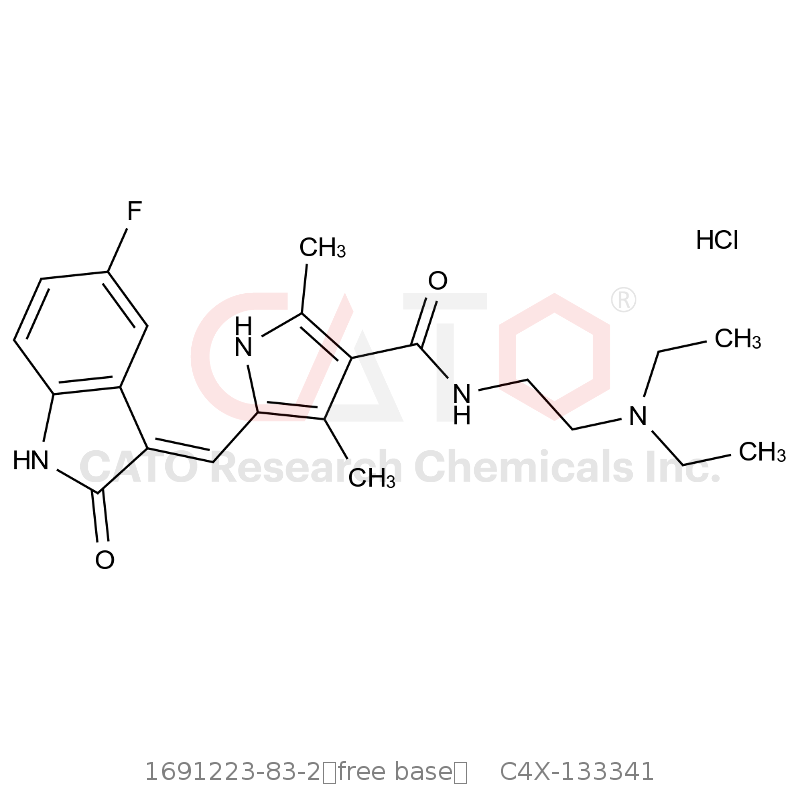 CAS No.:1691223-83-2（free base）,(E)-Sunitinib HCl