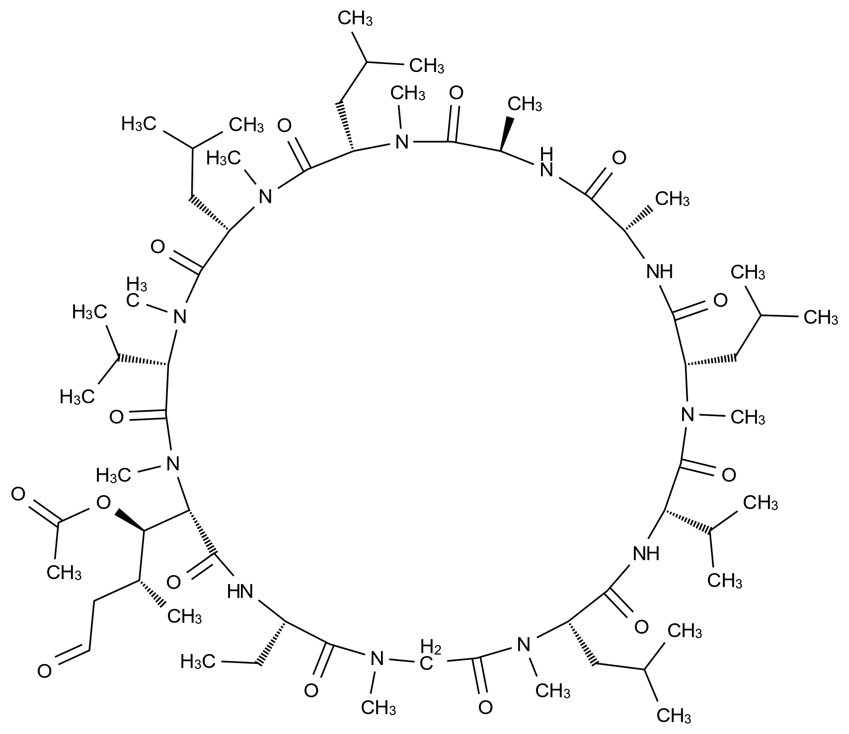  6-[(3R,4R)-3-(Acetyloxy)-N,4-dimethyl-6-oxo-L-norleucine] Cyclosporin A CAS 121584-52-9 结构式 Chemical Structure