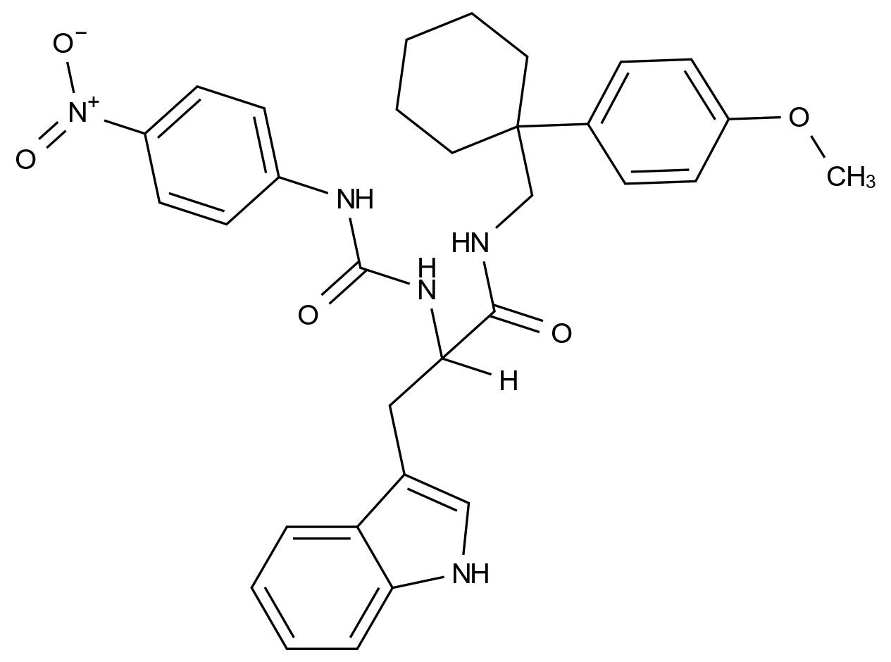 CAS No.:1422269-30-4,(S)-3-(1H-Indol-3-yl)-N-((1-(4-methoxyphenyl)cyclohexyl)methyl)-2-(3-(4-nitrophenyl)ureido)propanamide