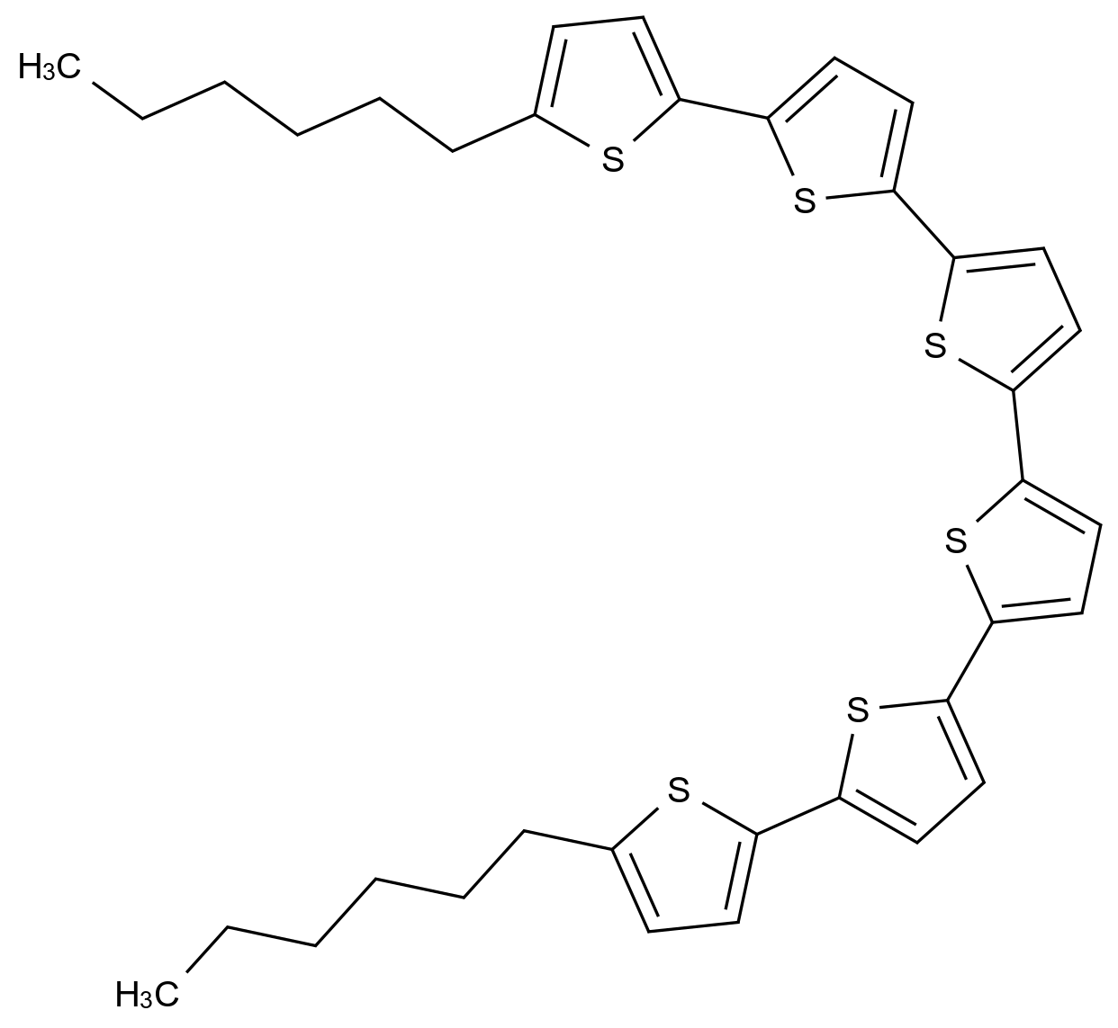  5,5'''''-Dihexyl-2,2':5',2'':5'',2''':5''',2'''':5'''',2'''''-sexithiophene CAS 151271-43-1 结构式 Chemical Structure