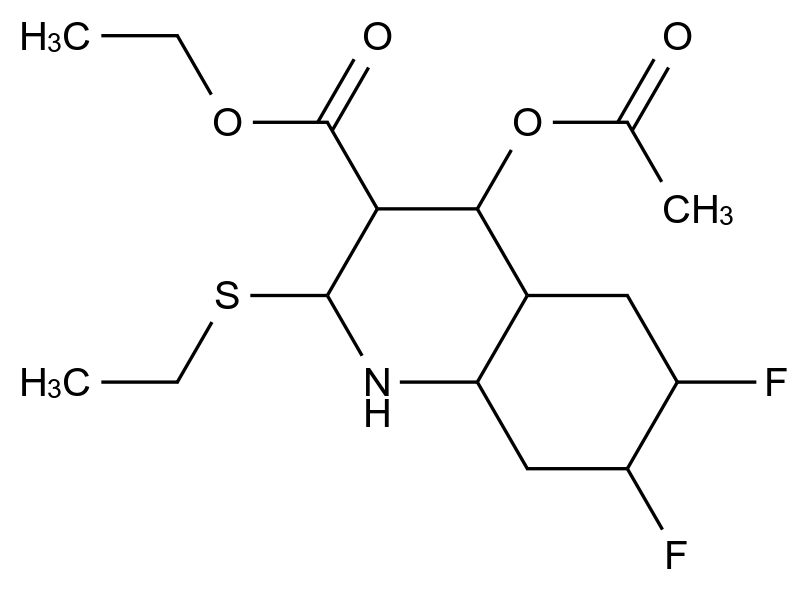 CAS No.:154330-68-4,ethyl 4-(acetyloxy)-2-(ethylsulfanyl)-6,7-difluoroquinoline-3-carboxylate
